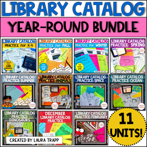 Year Round Library Catalog Practice Bundle from the Trapped Librarian
