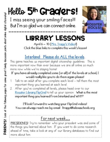 5th grade library lesson for distance learning