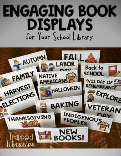 School library book displays can brighten up your library and entice your readers to take a look at some new books, or try some overlooked titles.  Get ideas for fun and easy elementary library book displays here! #thetrappedlibrarian #schoollibrary