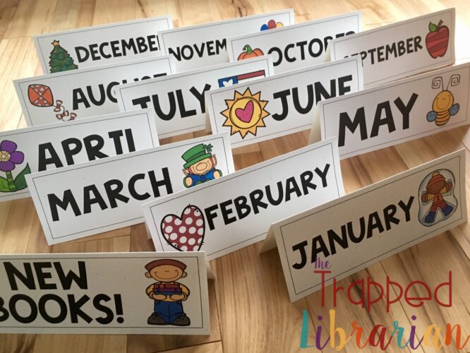 School Library Book Display Signs Months