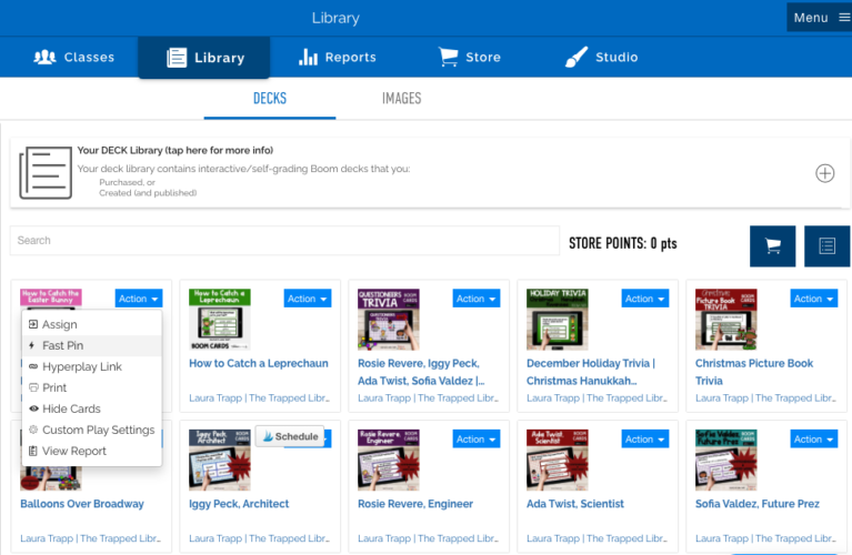 Fast Pin Boom Cards in the School Library