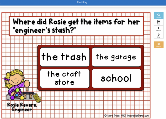 Rosie Revere Boom Cards in the School Library