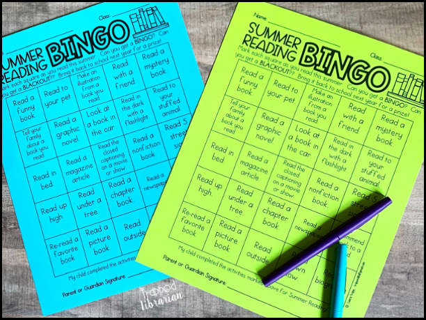 Summer Reading Bingo Challenge for May library lessons