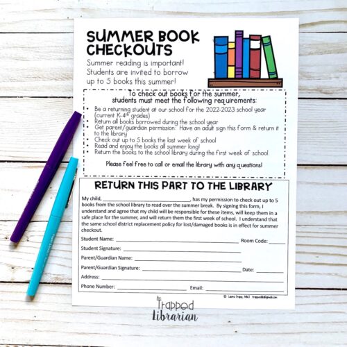 Summer Book Checkout form 