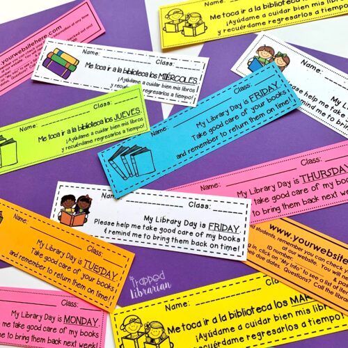 Get organized for back-to-school in the library with library day bookmarks!
