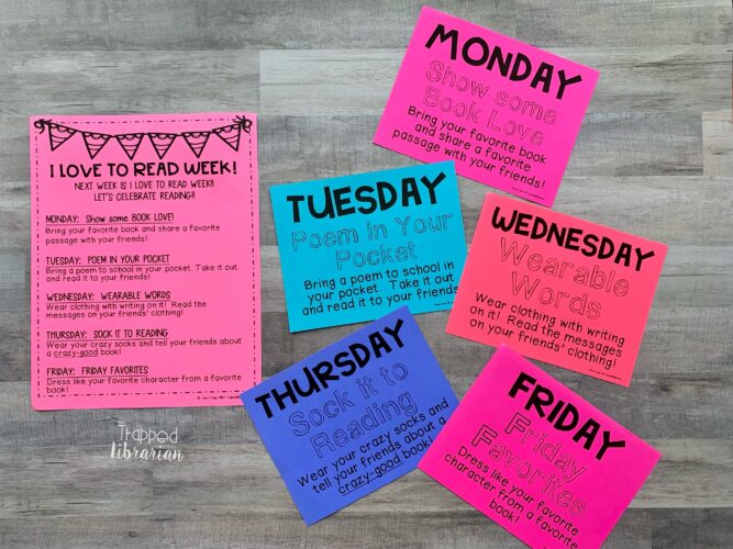 I Love to Read Week Schedule
