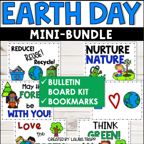 Earth Day Bulletin Board and Bookmarks for elementary libraries